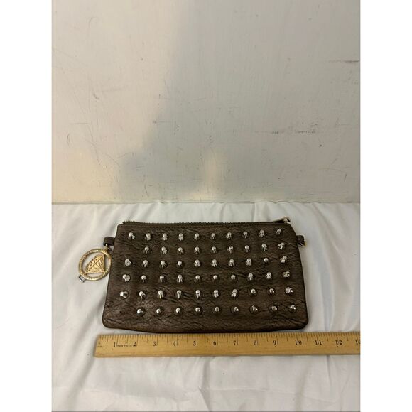 Traci Lynn studded 3d style gothic clutch bag zipper 10.5"x6" - Picture 6 of 10